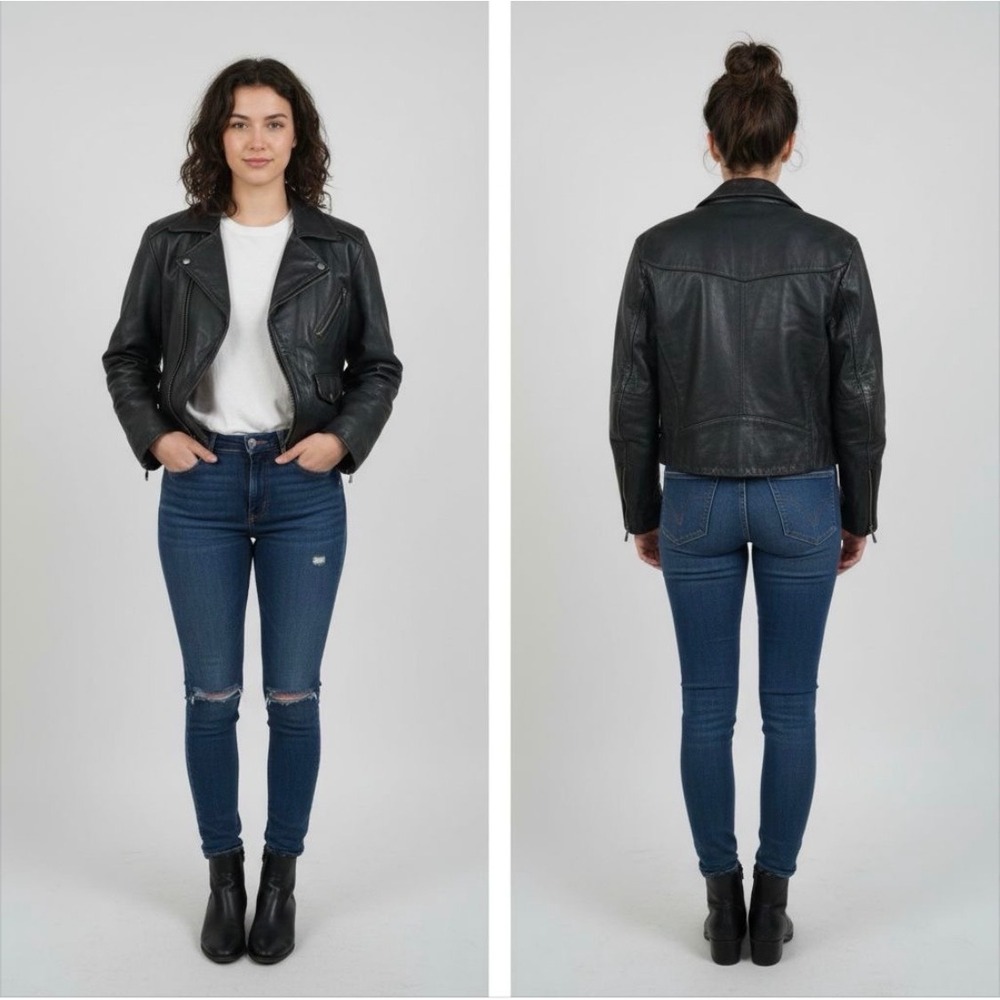 Copper Key Clothing Company Vintage Black Leather Motorcycle Jacket Womens Moto